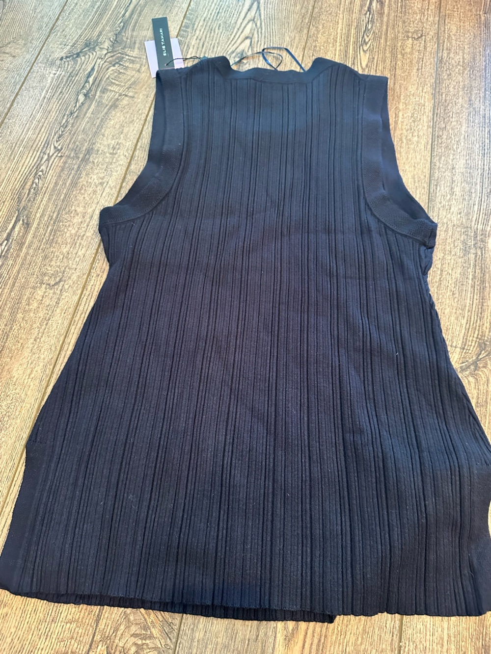 Elie Tahari Navy Blue Ribbed Sleeveless Sweater Top - Large NWT
